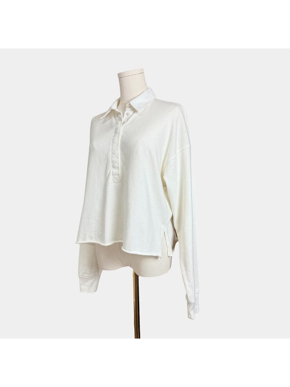 Aerie Collared Sweatshirt White Longsleeves, Casual Top, Sz XS - Picture 6 of 16